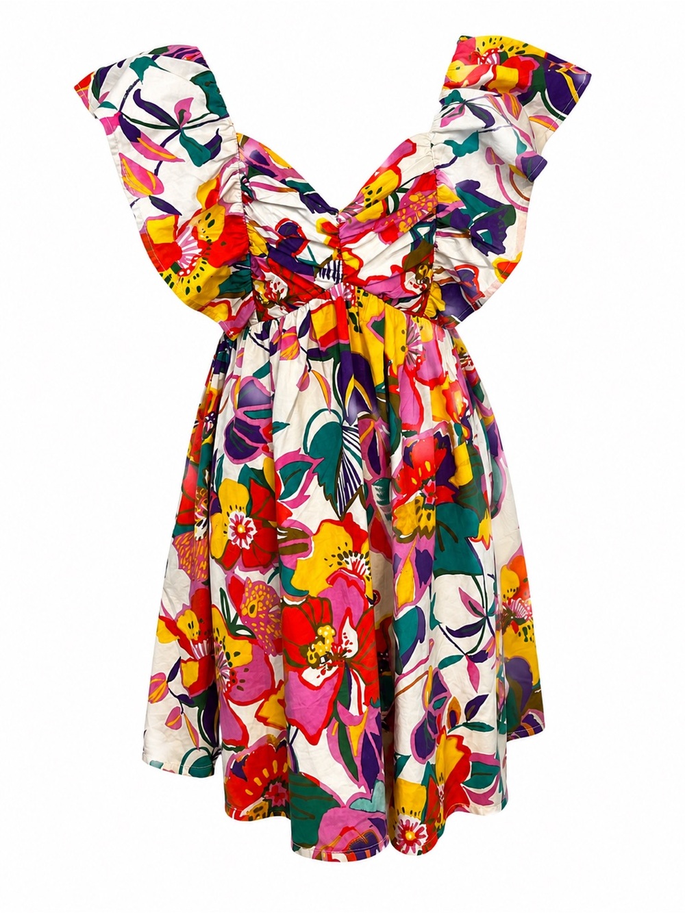 Purpose + Passion Boutique Floral Dress L Smocked Back Pockets